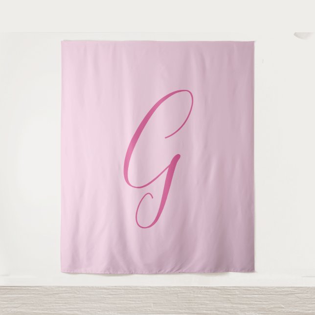Anfangsbuchstabe Monogramm Hellrosa Schlicht Chic Wandteppich (Vorderseite)