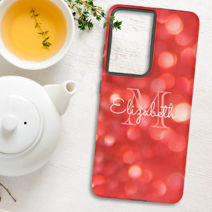 Anfangsbuchstabe Monogramm Koralle Faux Glitter Bo Samsung Galaxy Hülle