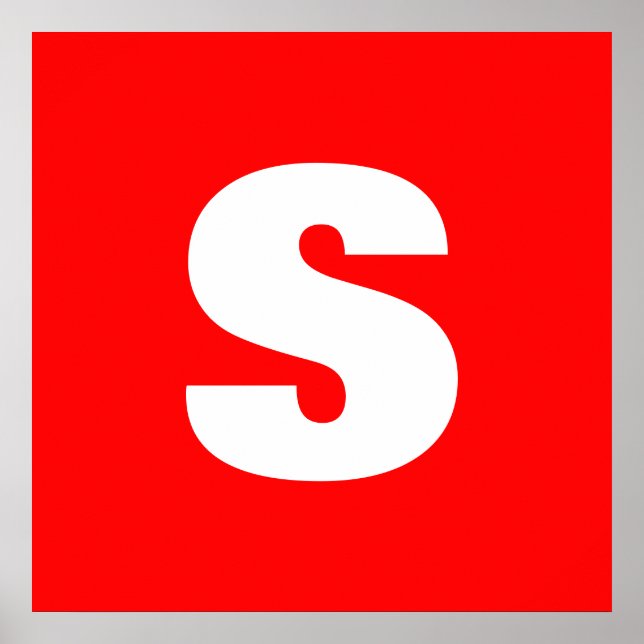Anfangsbuchstabe Monogramm moderner Stil Rot Weiß Poster (Vorne)