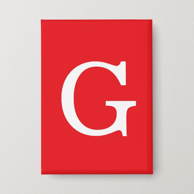 Anfangsbuchstabe Monogramm Rot Weiß Schlicht Einfa Button (Vorderseite)