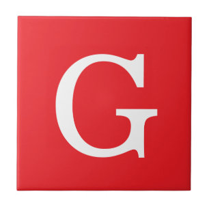Anfangsbuchstabe Monogramm Rot Weiß Schlicht Einfa Fliese