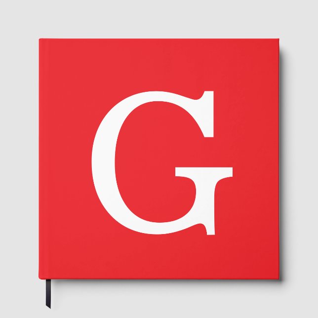 Anfangsbuchstabe Monogramm Rot Weiß Schlicht Einfa Gästebuch (Vorderseite)