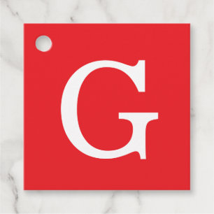 Anfangsbuchstabe Monogramm Rot Weiß Schlicht Einfa Geschenkanhänger