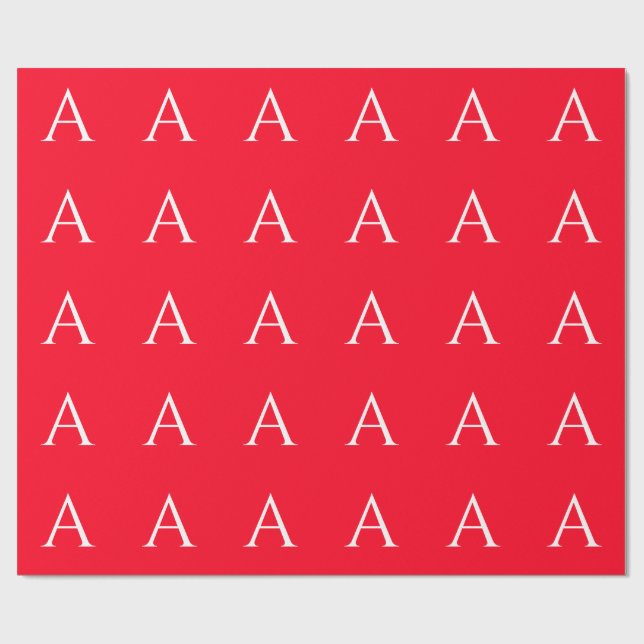 Anfangsbuchstabe Monogramm Rot Weiß Schlicht Einfa Geschenkpapier (Flach)