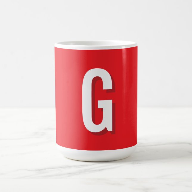 Anfangsbuchstabe Monogramm Rot Weiß Schlicht Einfa Kaffeetasse (Mittel)
