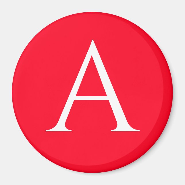 Anfangsbuchstabe Monogramm Rot Weiß Schlicht Einfa Magnet (Vorne)