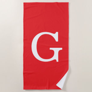 Anfangsbuchstabe Monogramm Rot Weiß Schlicht Einfa Strandtuch