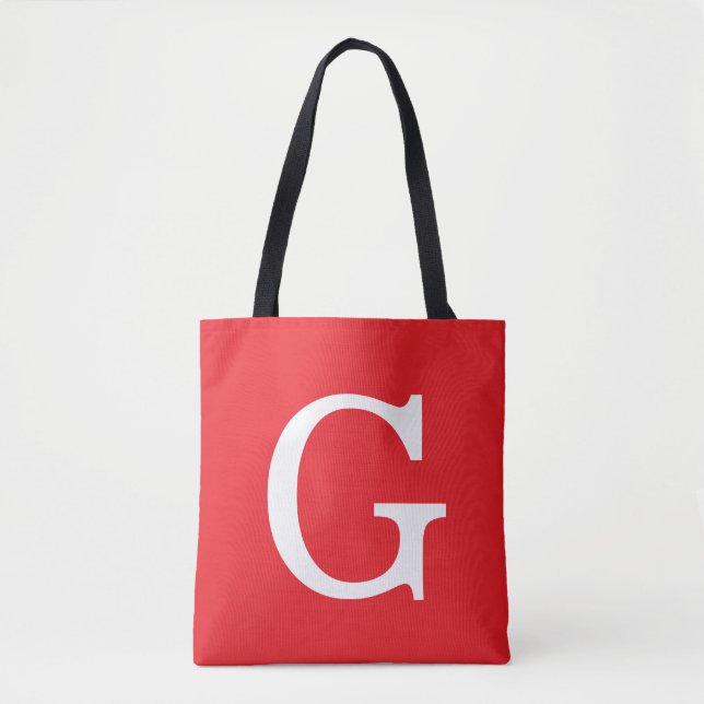 Anfangsbuchstabe Monogramm Rot Weiß Schlicht Einfa Tasche (Vorderseite)
