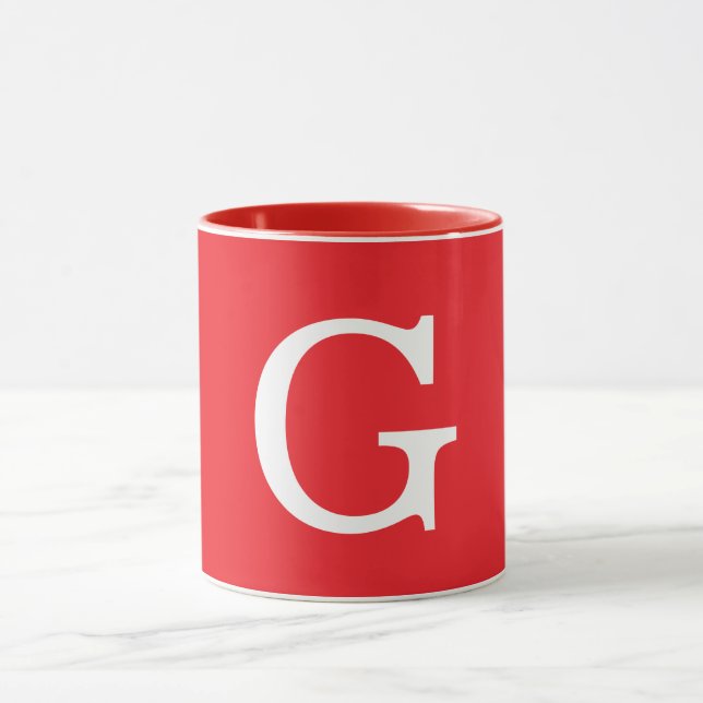 Anfangsbuchstabe Monogramm Rot Weiß Schlicht Einfa Tasse (Zentrum)