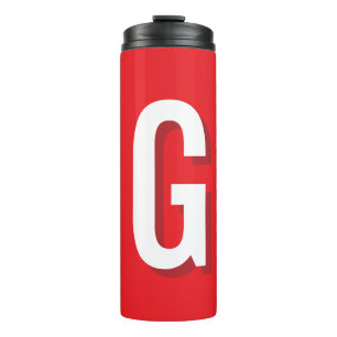 Anfangsbuchstabe Monogramm Rot Weiß Schlicht Einfa Thermosbecher