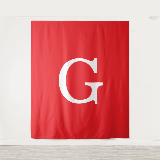 Anfangsbuchstabe Monogramm Rot Weiß Schlicht Einfa Wandteppich (Vorderseite)