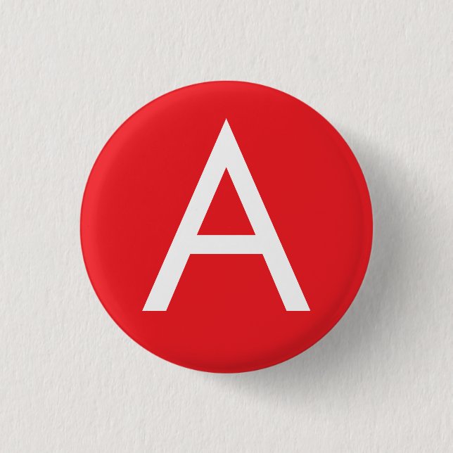 Anfangsbuchstabe Monogramm Rot Weiß Schlicht Moder Button (Vorderseite)