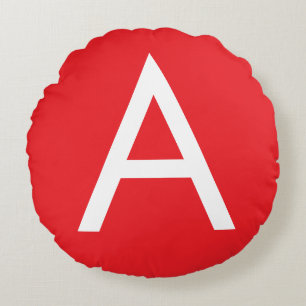 Anfangsbuchstabe Monogramm Rot Weiß Schlicht Moder Rundes Kissen