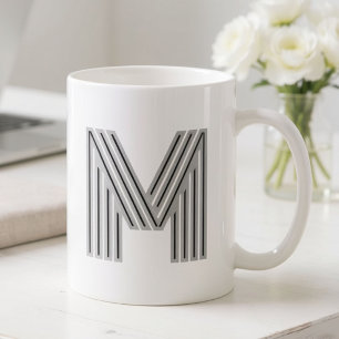 Anfangsbuchstabe Monogramm Schwarz Weiß Modern Sty Kaffeetasse