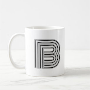 Anfangsbuchstabe Monogramm Schwarz Weiß Modern Sty Kaffeetasse