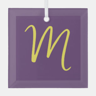 Anfangsbuchstabe Monogramm Stylisch Indigo Gelb Ornament Aus Glas