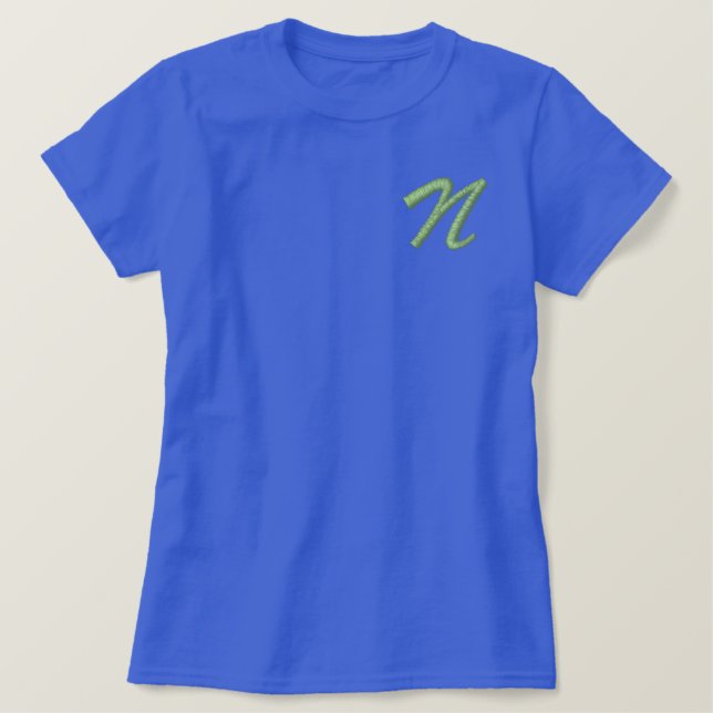 Anfangsbuchstabe N Besticktes T-Shirt (Design vorne)