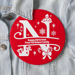 Anfangsbuchstabe N Monogramm Familienname Grußwort Button