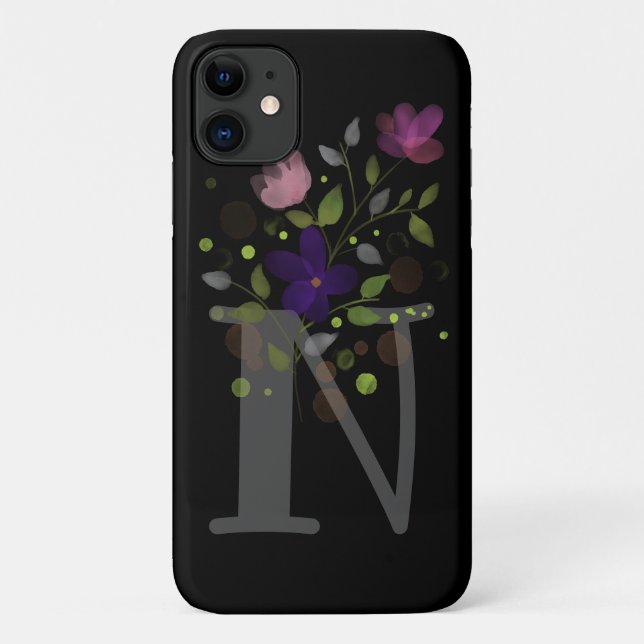 Anfangsbuchstabe N Plus Blumendesign Case-Mate iPhone Hülle (Rückseite)