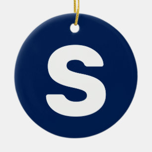Anfangsbuchstabe   Navy Indigo Einfach Elegant Keramik Ornament