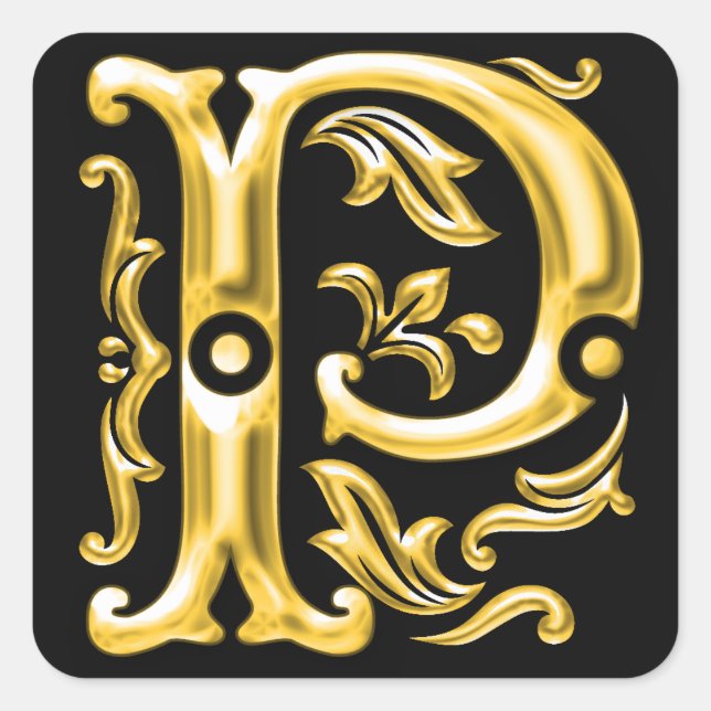Anfangsbuchstabe P Hauptstadt Monogramm Aufkleber  (Vorderseite)