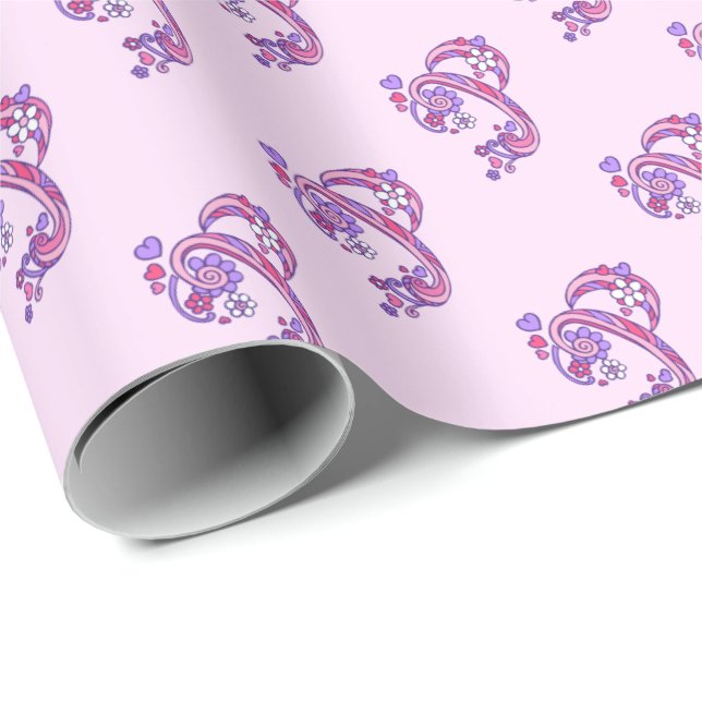 Anfangsbuchstabe P Monogramm rosa personalisierte  Geschenkpapier (Rolleneckpunkt)