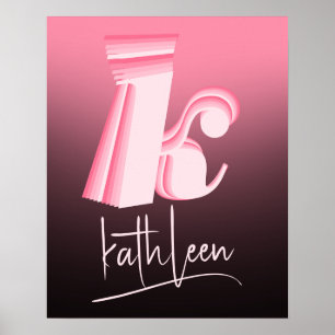 Anfangsbuchstabe Rosa Ombre Eindeutige Bezeichnung Poster