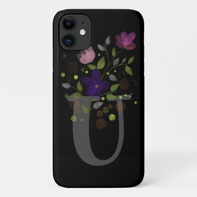 Anfangsbuchstabe U Plus Blumendesign Case-Mate iPhone Hülle (Rückseite)