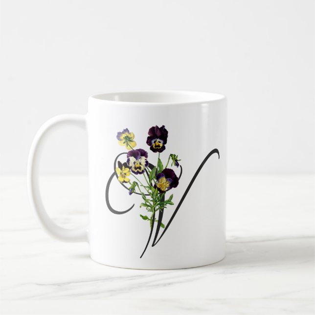 Anfangsbuchstabe V mit antiken Veilchen Kaffeetasse (Links)