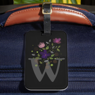 Anfangsbuchstabe W Plus Floral Design Gepäckmarke Gepäckanhänger
