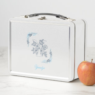 Anfangsbuchstabe "Y" Blaues Monogramm Ruhige Blume Metall Brotdose