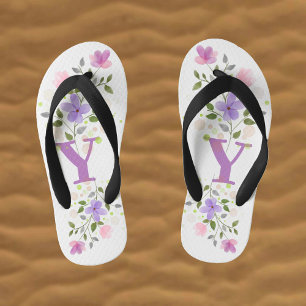 Anfangsbuchstabe Y Plus Blumendesign Kinderbadesandalen