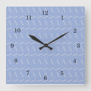 Anfangsbuchstaben A, blau Quadratische Wanduhr