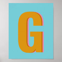 Anfangsbuchstaben Aqua und Mustard Retro Typografi