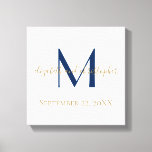 Anfangsbuchstaben Blue Gold Hochzeitdatum Geschenk Leinwanddruck<br><div class="desc">Eine schöne mit Monogramm Leinwand mit blauen und goldenen Wänden Kunst Hochzeitsgeschenk oder Geschenk für ein Paar,  mit Ihren Namen,  Vorname und Hochzeitsdatum. Es gibt viele verschiedene Größen.</div>