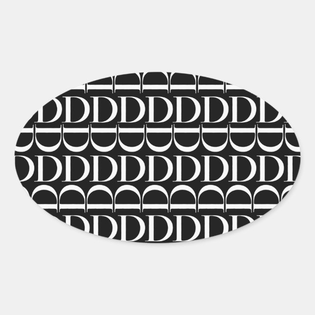 Anfangsbuchstaben D Ovaler Aufkleber (Vorderseite)