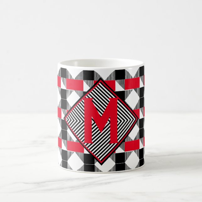 Anfangsbuchstaben der roten und schwarzen geometri kaffeetasse (Mittel)