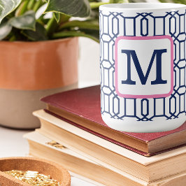 Anfangsbuchstaben des weißen Octagon Monogram Kaffeetasse