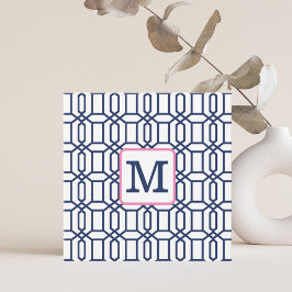 Anfangsbuchstaben des weißen Octagon Monogram Mitteilungskarte