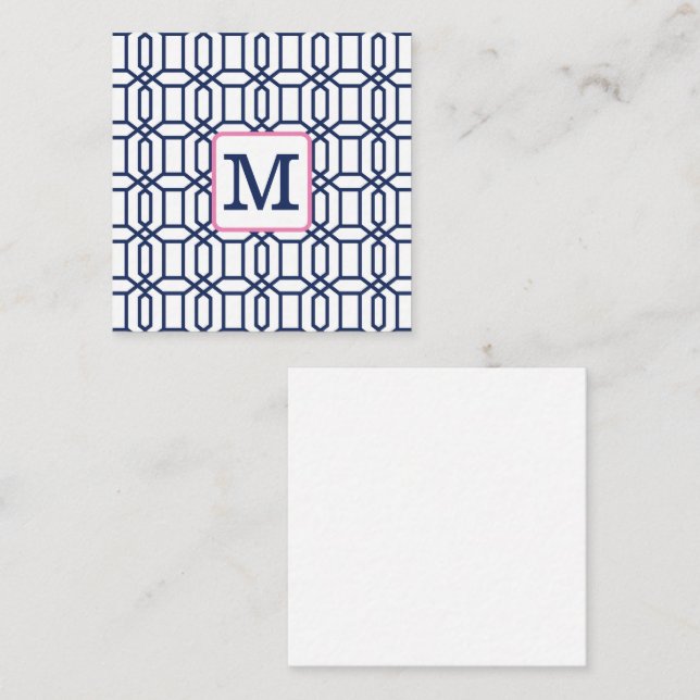 Anfangsbuchstaben des weißen Octagon Monogram Mitteilungskarte (Vorne/Hinten)