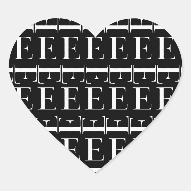 Anfangsbuchstaben E Herz-Aufkleber (Vorderseite)