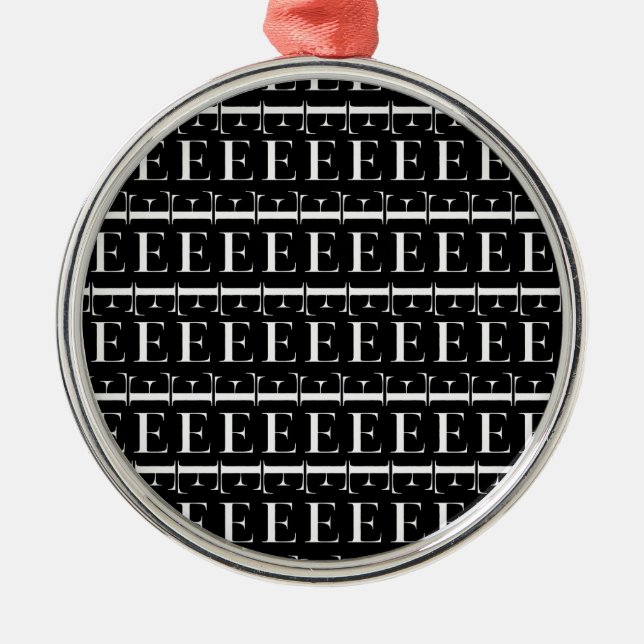 Anfangsbuchstaben E Silbernes Ornament (Vorne)
