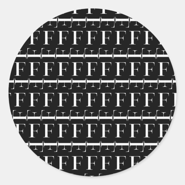Anfangsbuchstaben F Runder Aufkleber (Vorderseite)