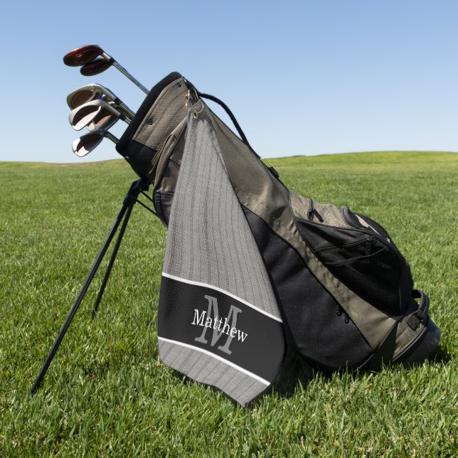Anfangsbuchstaben für graue Streifen Golfhandtuch (Gras)