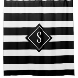 Anfangsbuchstaben für moderne Schwarz-Weiß-Streife Duschvorhang