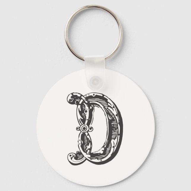 Anfangsbuchstaben für Monogramm verzerrt D Schlüsselanhänger (Vorderseite)