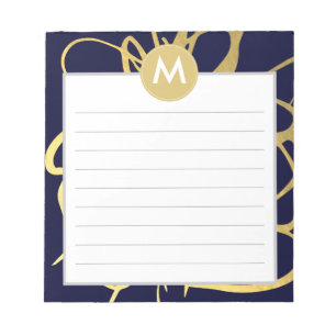 Anfangsbuchstaben für Navy & Mint Pinselstriche Notizblock