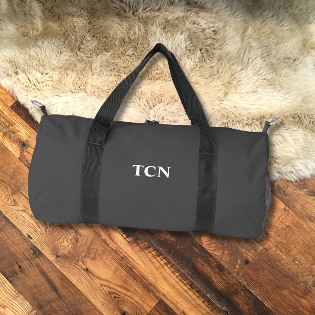 Anfangsbuchstaben Grau-Weiß Duffle Bag (Monogrammed Name Initials Gray White Duffel Bag. Gift for him)