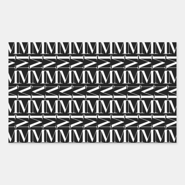 Anfangsbuchstaben M Rechteckiger Aufkleber (Vorderseite)