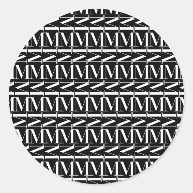 Anfangsbuchstaben M Runder Aufkleber (Vorderseite)